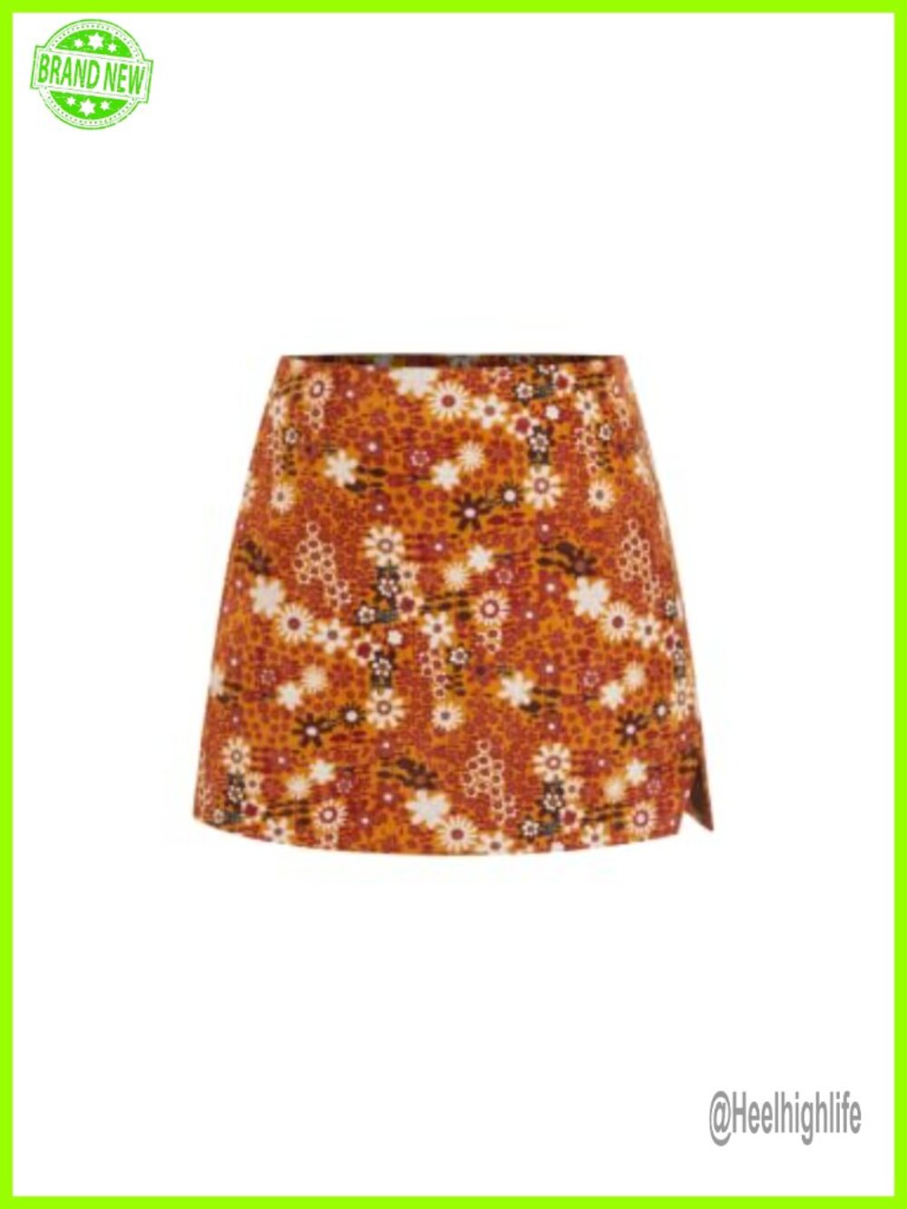 CIDER Corduroy Floral A-Line Mini Skirt with Built-In Shorts